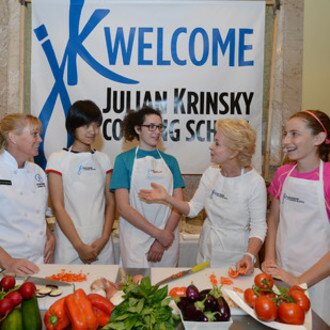 Julian Krinsky Cooking School of high school students.